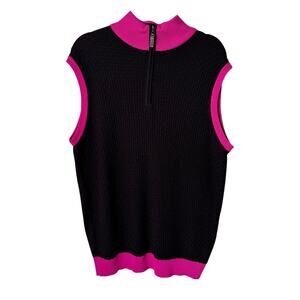 G-Mac Merino Wool Blend 1/4 Zip Sweater Vest Men’s XL Black Pink Golf Ireland